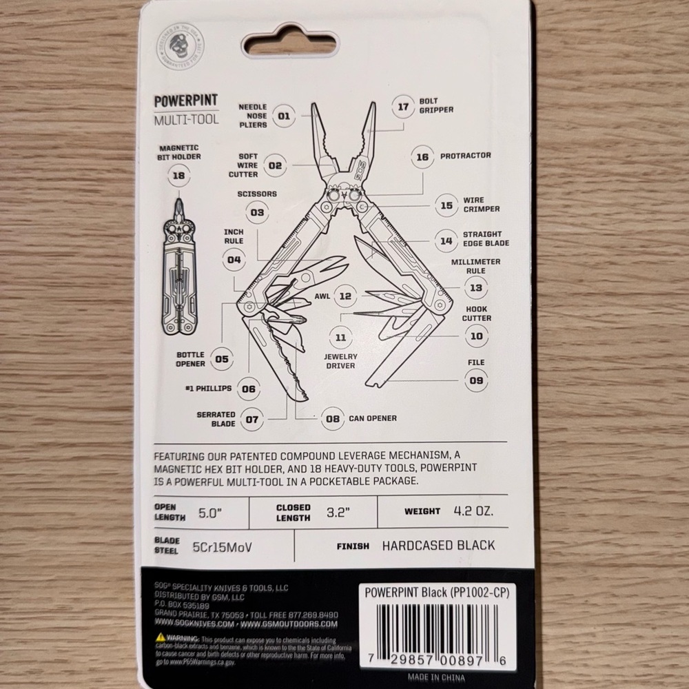 SOG Powerpint Multi-Tool 18 tools in one / pliers scissors screwdriver knife - Picture 2 of 2